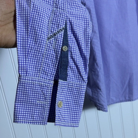 ROBERT GRAHAM Men's Light Purple gingham plaid checked tailored fit designer M - Picture 11 of 15